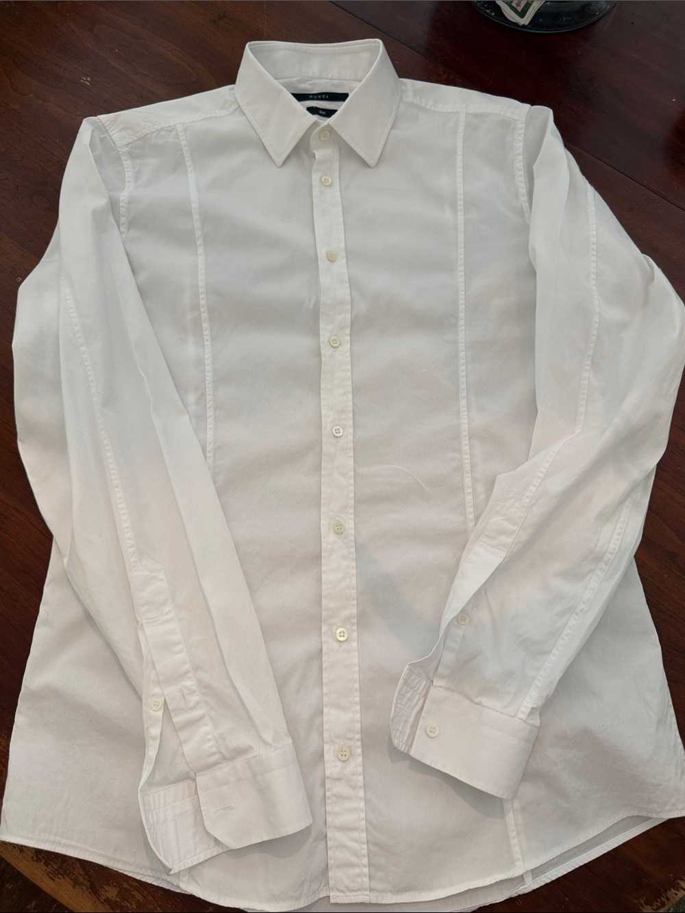 Authentic Gucci White Cotton Shirt Sz 41/16 Slim Unisex Style